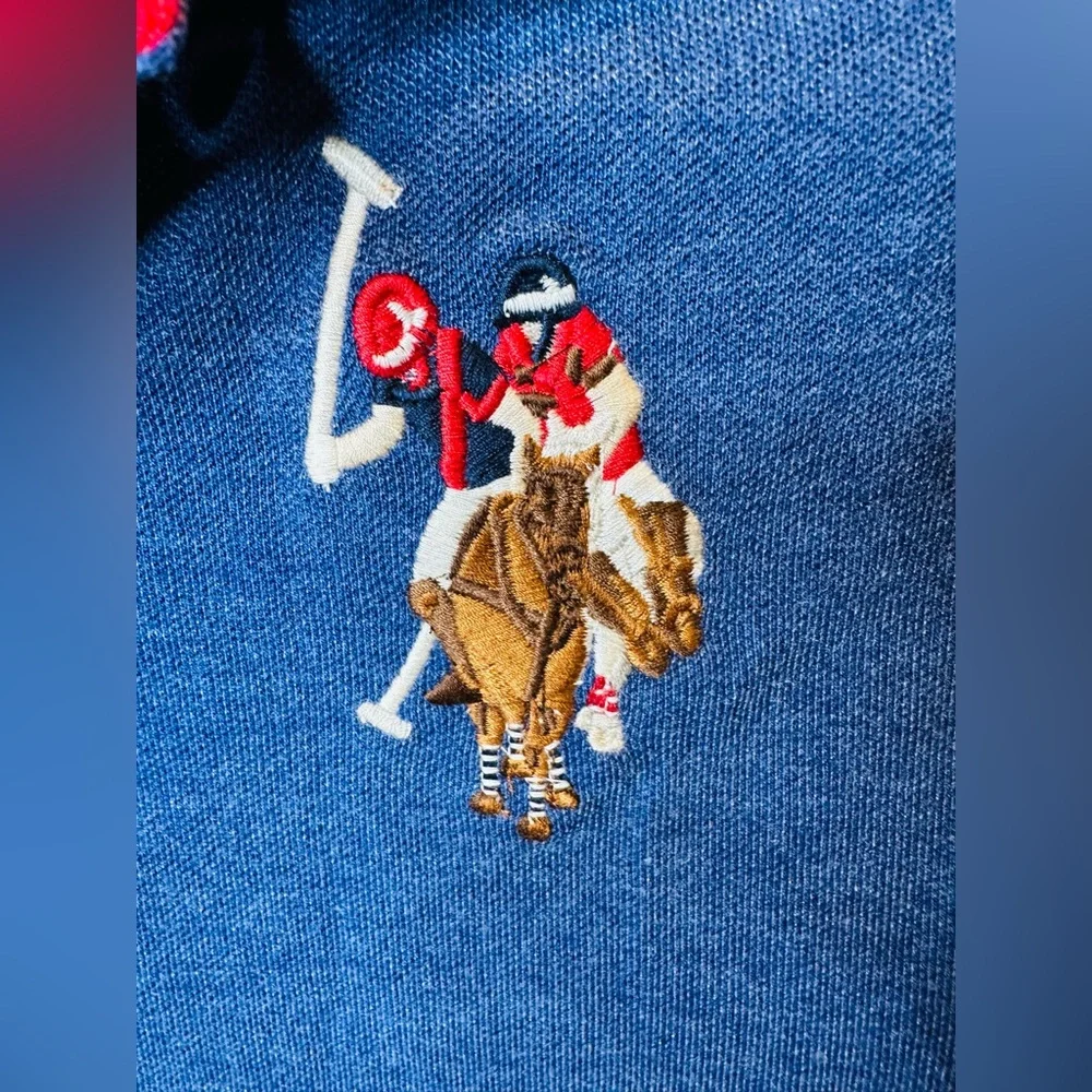 US Polo Assn Collared Polo Shirt Blue Boys Preppy Size Medium 10-12 New